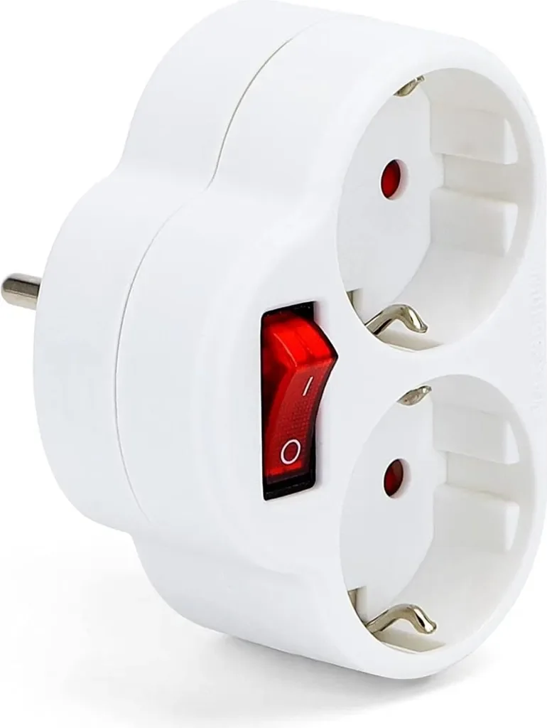 BENSON Steckdosenadapter mit Schalter, 2x Schuko, Zwischenstecker