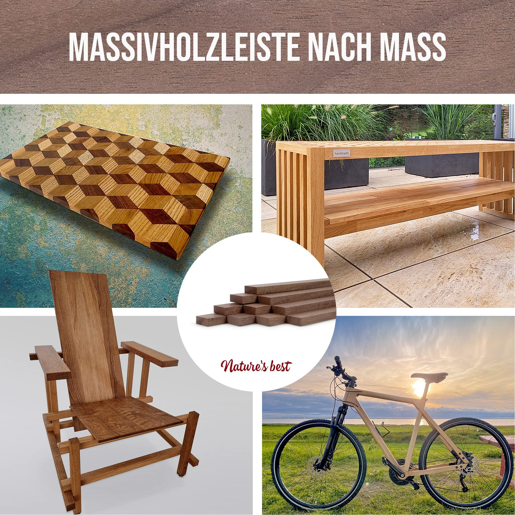 Woodsellers Kantholz 10er-Set Nussbaum gehobelt 8x20x500 mm