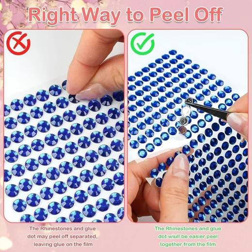 LUXUSKOLLEKTION Sticker Glitzersteine selbstklebend blau 3-6 mm 1900
