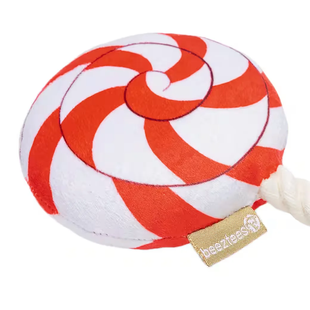BEEZTEES Kuscheltier Hundespielzeug Weihnachts Lolly rot weiß