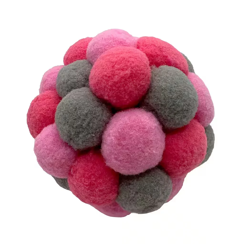 AUMÜLLER Katzenspielkugel Plüsch rosa grau mit Katzenminze Silver Vine