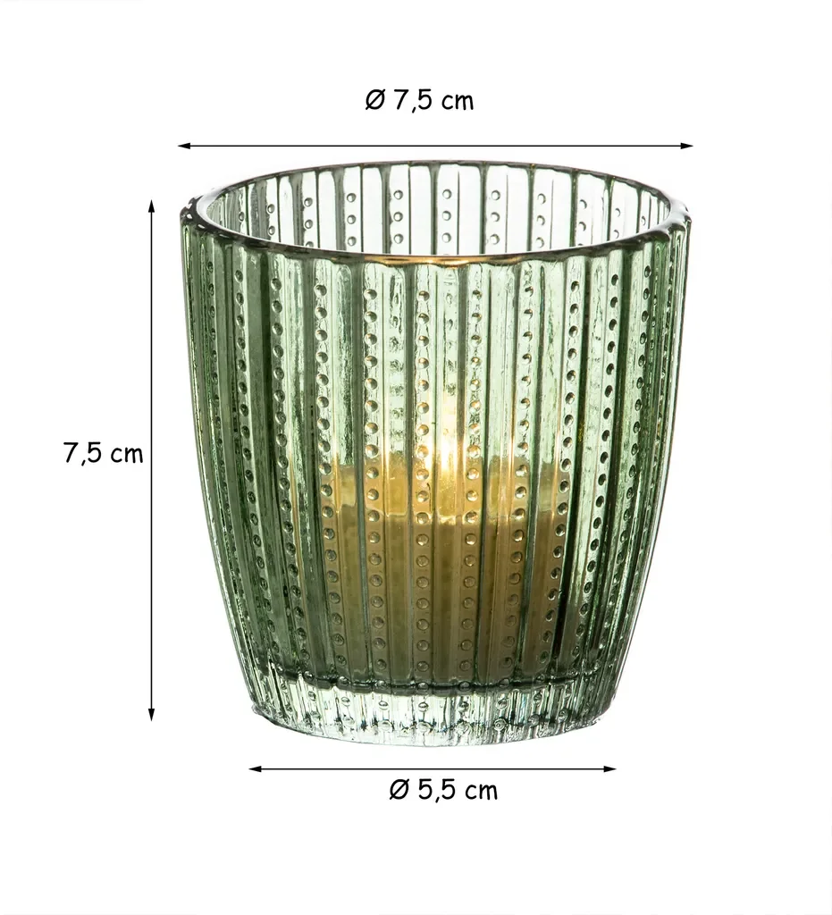 Boltze Marilu Windlicht Set 4 teilig grün 8 cm Teelichtgläser