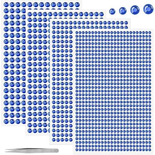 LUXUSKOLLEKTION Sticker Glitzersteine selbstklebend blau 3-6 mm 1900