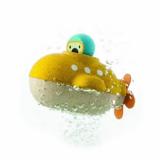 PLANTOYS Badespielzeug U-Boot aus Holz für die Badewanne