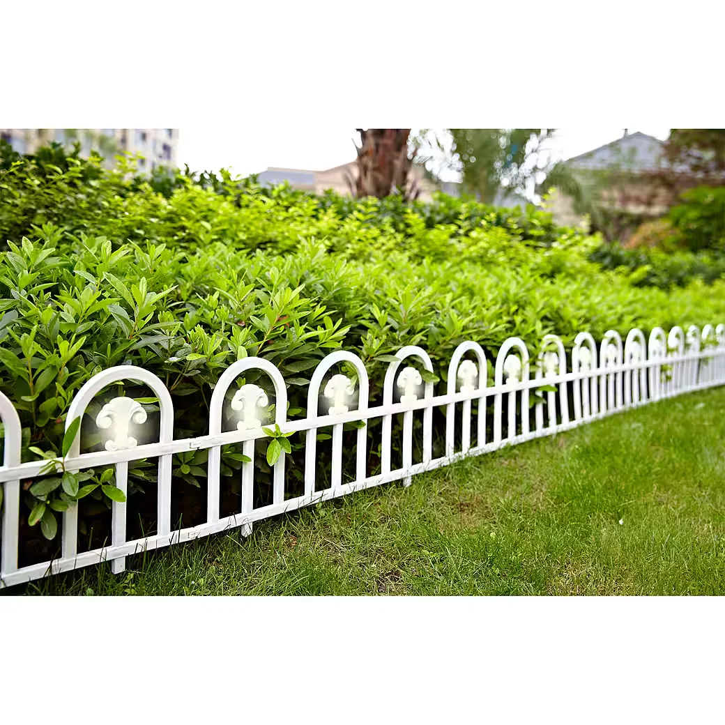 HTI-Living Beeteinfassung Zierzaun 960 cm Weiß 16 Elemente Solarbeleuchtung