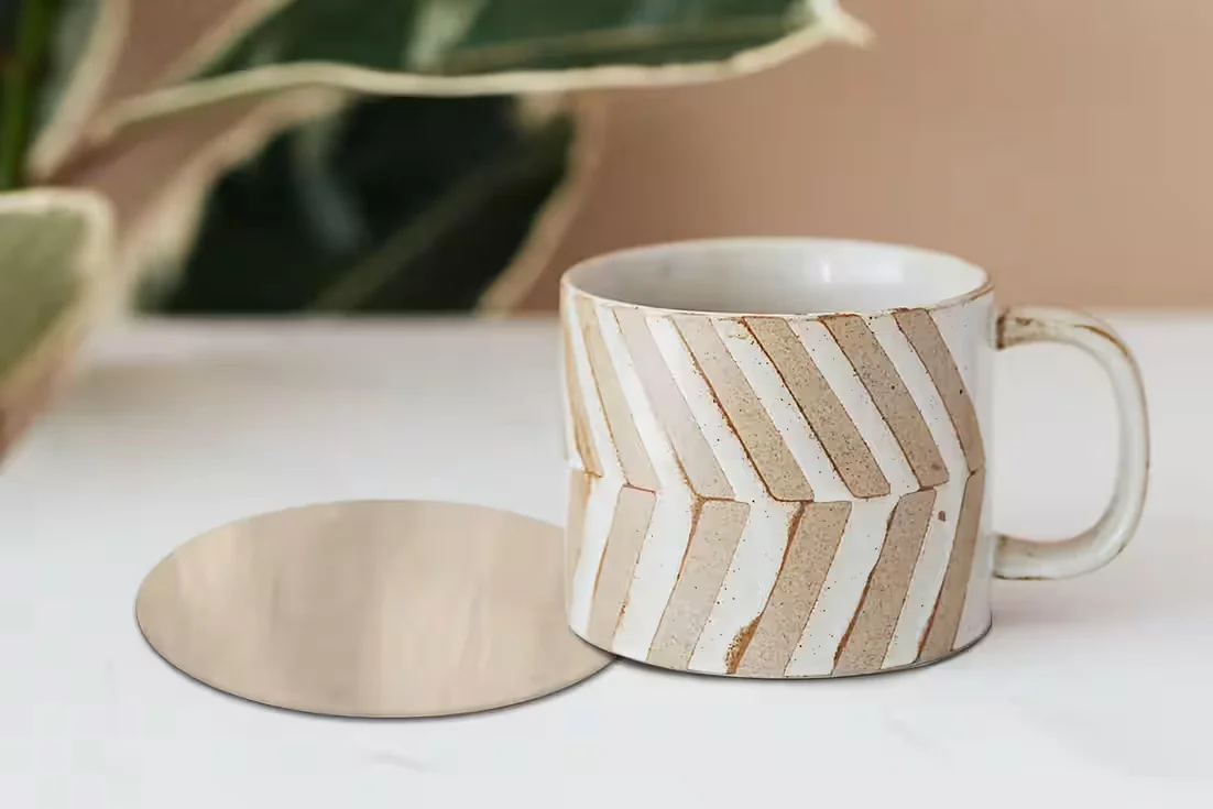 MUCHOWOW Glasuntersetzer Abstrakt Taupe Design
