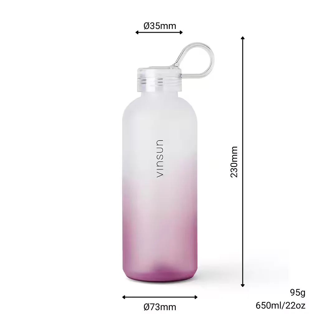 VINSUN Trinkflasche 650 ml Tritan auslaufsicher kohlensäuregeeignet