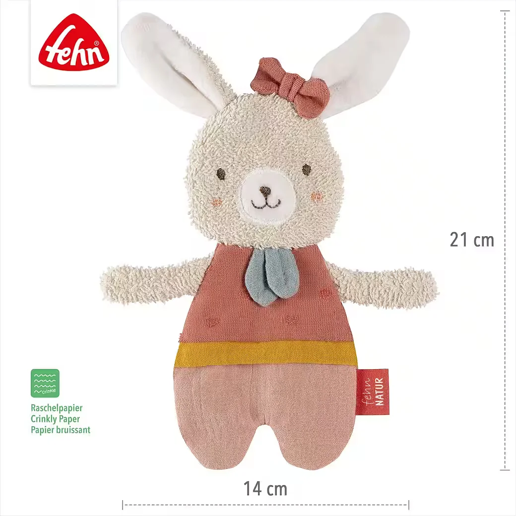 FEHN fehnNATUR Knister-Hase Kuscheltier für Babys