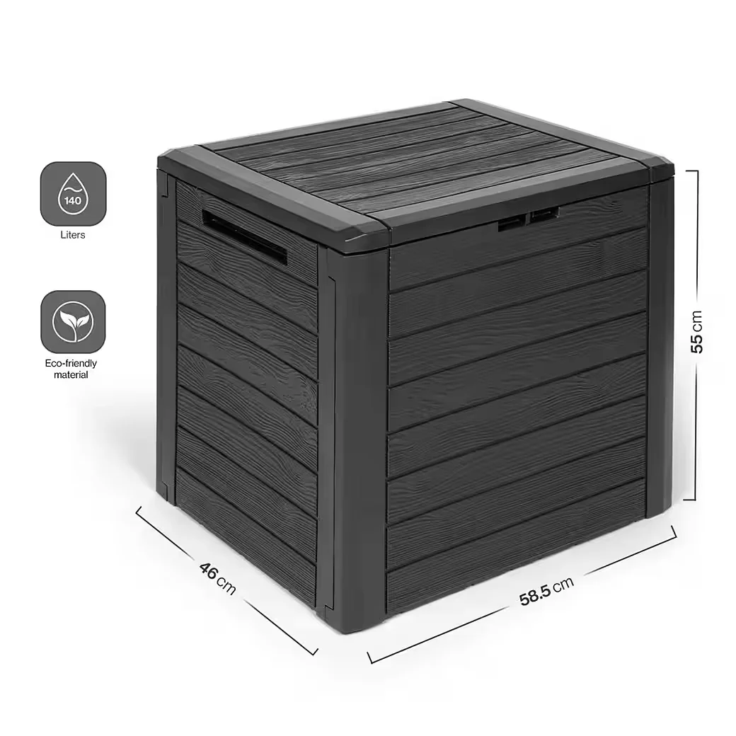 KREHER Kissenbox WOOD 140 L Auflagenbox Holzoptik Anthrazit