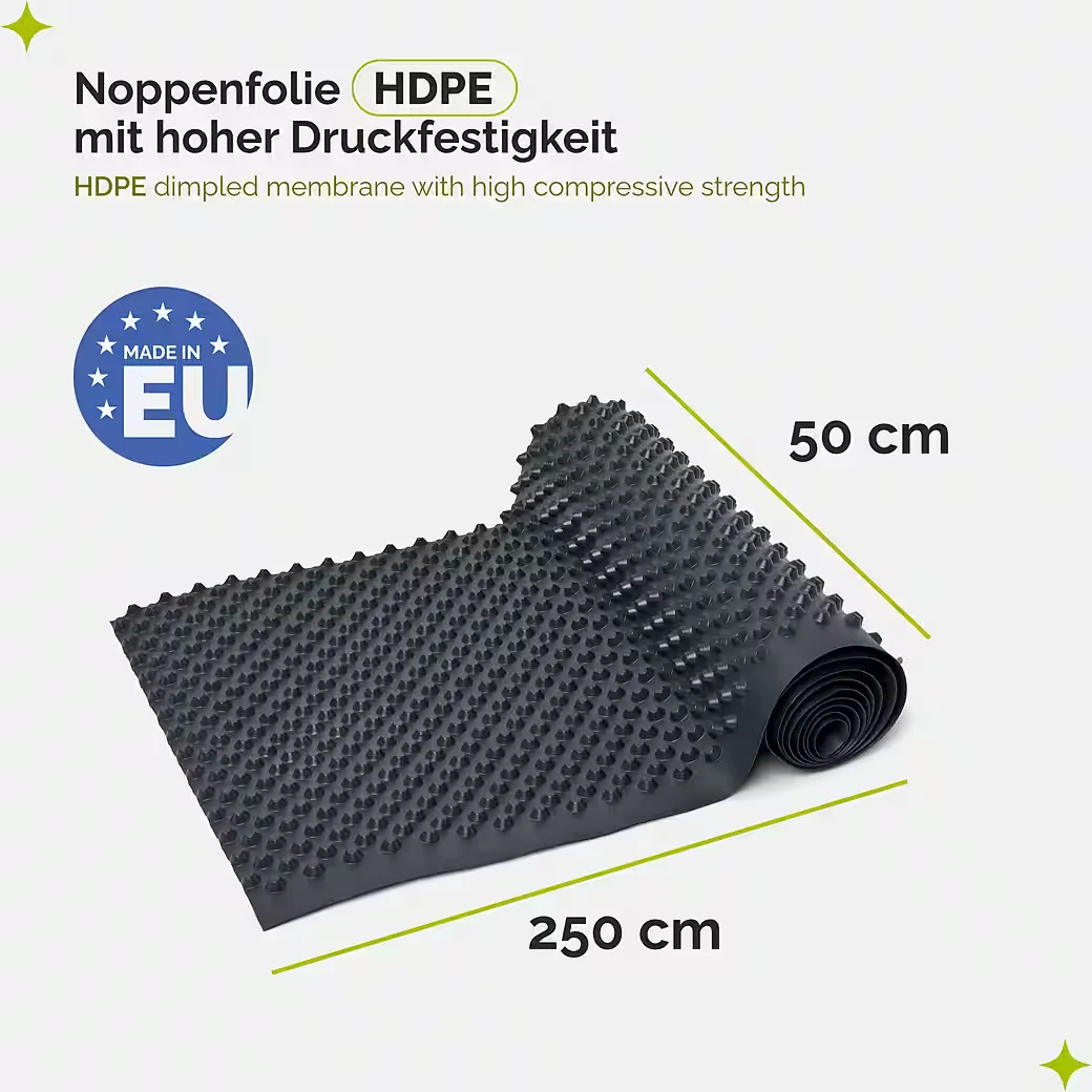 GARRONDA HDPE Noppenfolie Bauwerksabdichtung Mauerschutz GD-0160