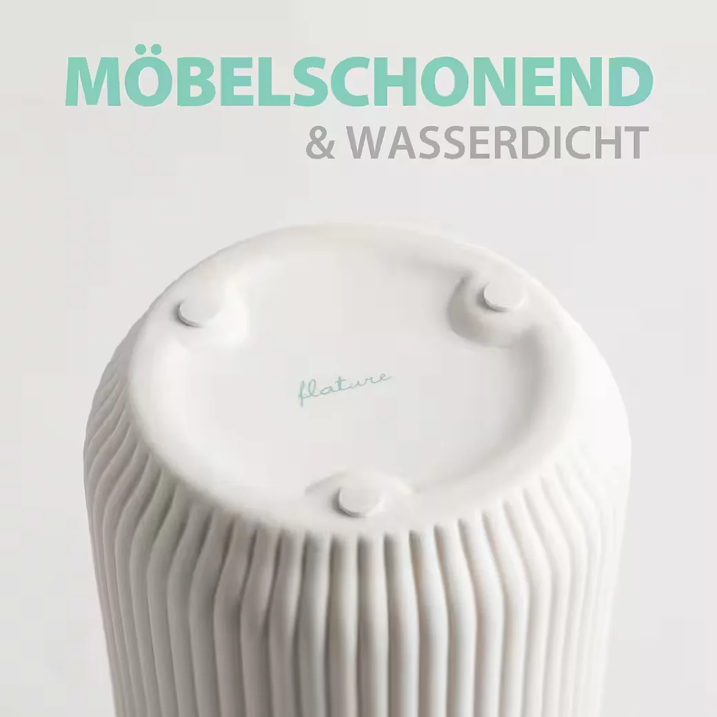 FLATURE Keramik Tischvase mit Rillen für Pampasgras und Blumen