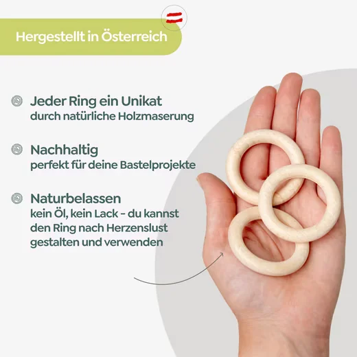 CANDINI Holzringe aus Buchenholz Bastelperlen für Makramee Basteln
