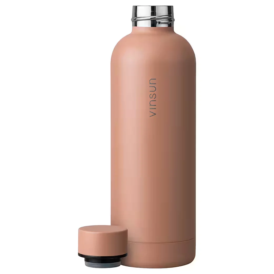 VINSUN Isolierflasche Edelstahl 500 ml, kohlensäuregeeignet, BPA-frei