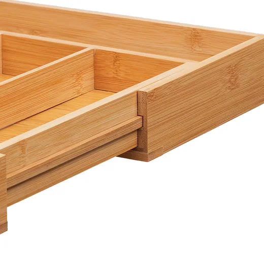 Relaxdays Besteckkasten Bambus ausziehbar für Schubladen