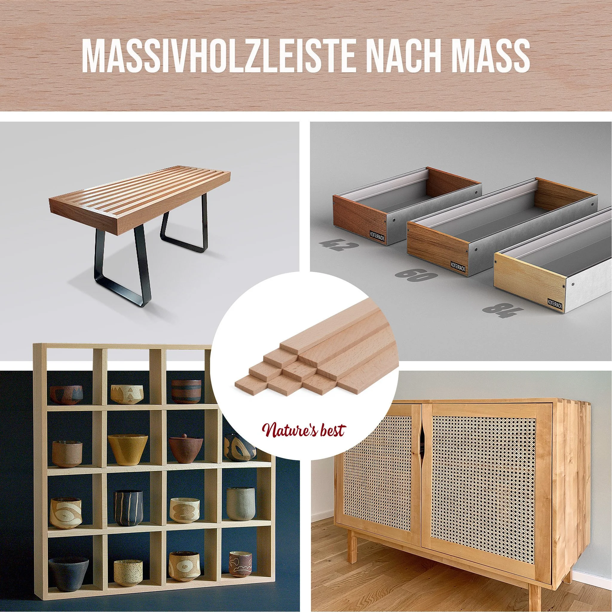 Woodsellers Kantholz Holzleisten 10er Set Buche gehobelt 8x20x500 mm
