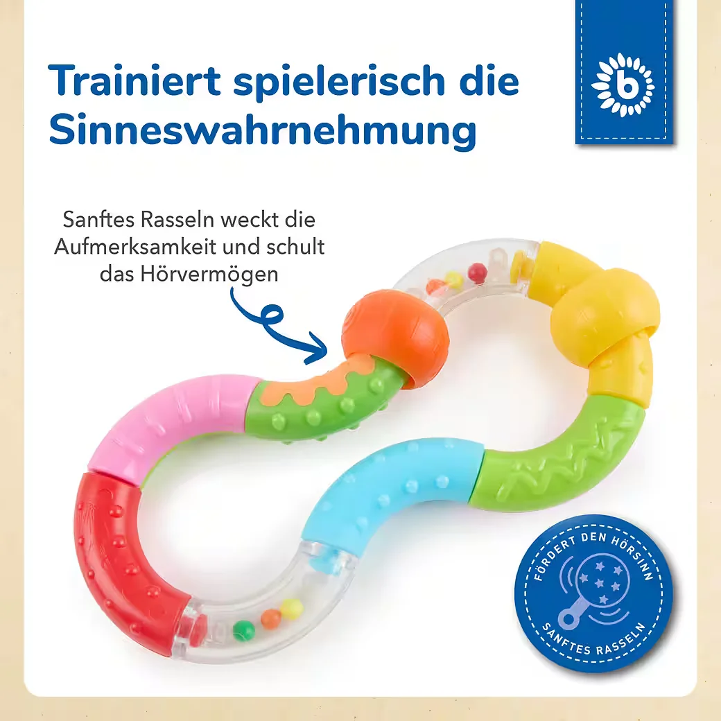 BIECO Ringrassel Greifspielzeug Baby mit beweglichen Elementen