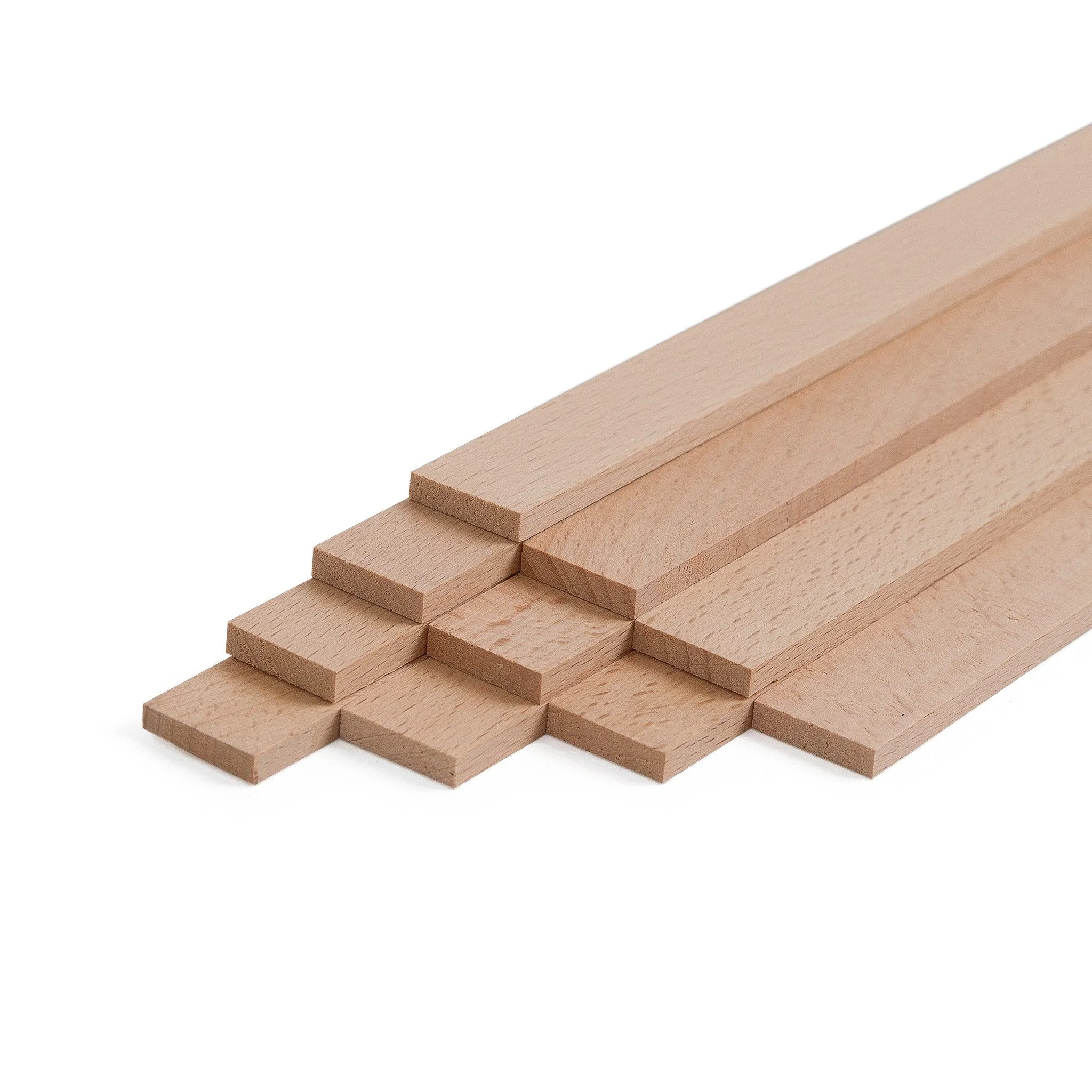 Woodsellers Kantholz Holzleisten 10er Set Buche gehobelt 8x20x500 mm