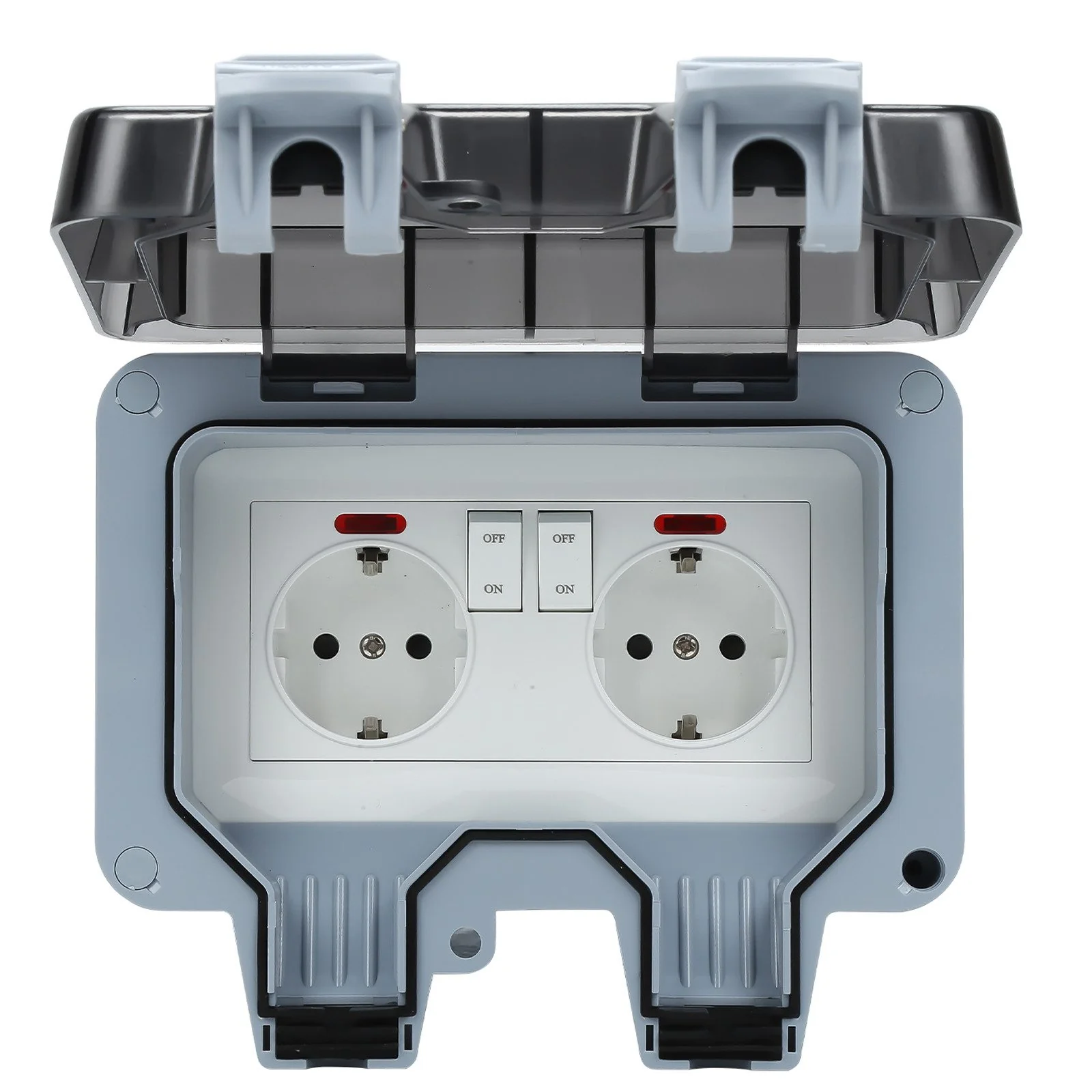 CLANMACY Gartensteckdose IP66 wasserdicht mit Schalter Aufputz