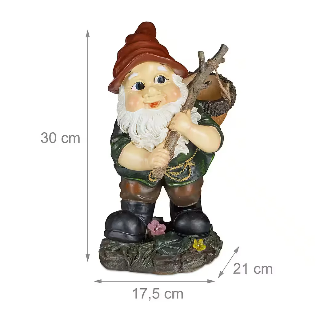 Relaxdays Gartenzwerg mit Eichelkörbchen Gartenfigur