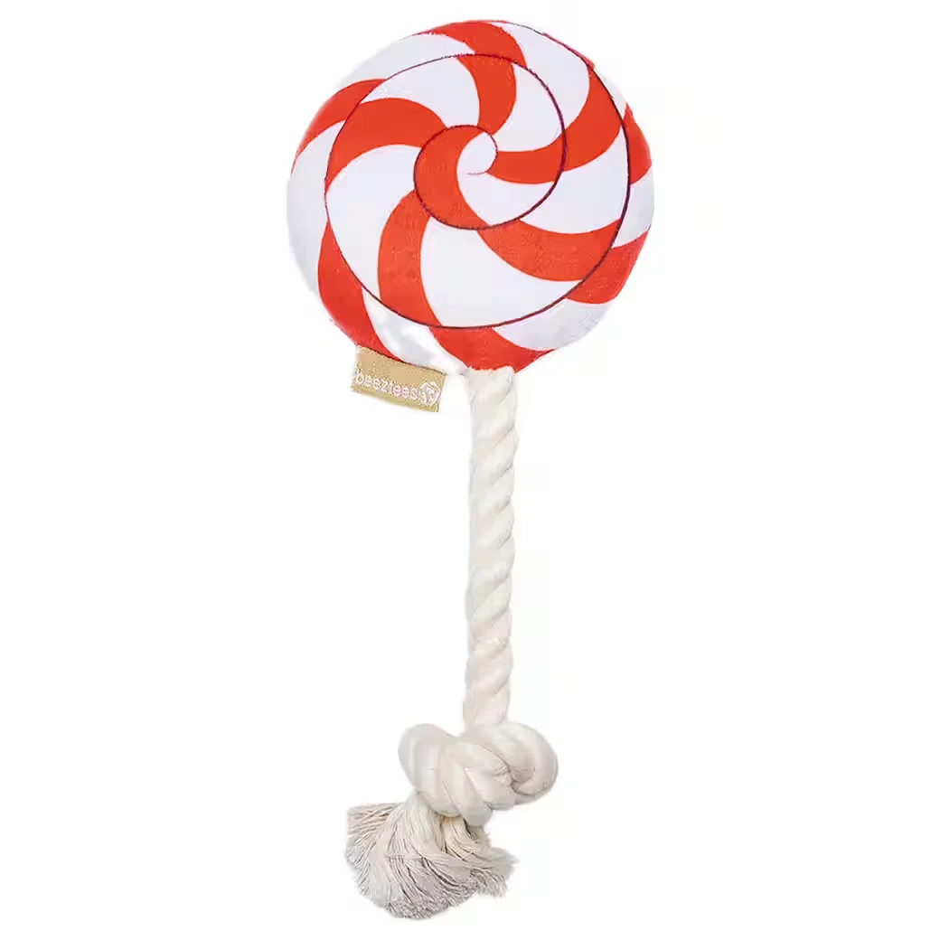 BEEZTEES Kuscheltier Hundespielzeug Weihnachts Lolly rot weiß