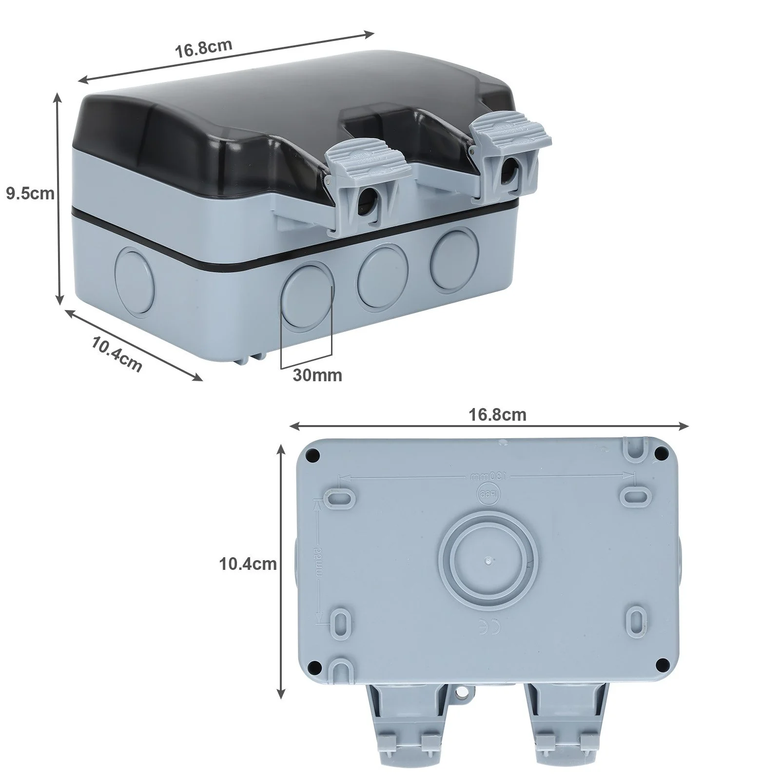 CLANMACY Gartensteckdose IP66 wasserdicht mit Schalter Aufputz