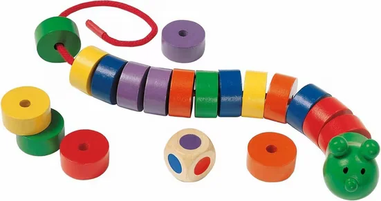 Selecta Fädelraupe Holz Fädelspiel Motorikspielzeug Kinder