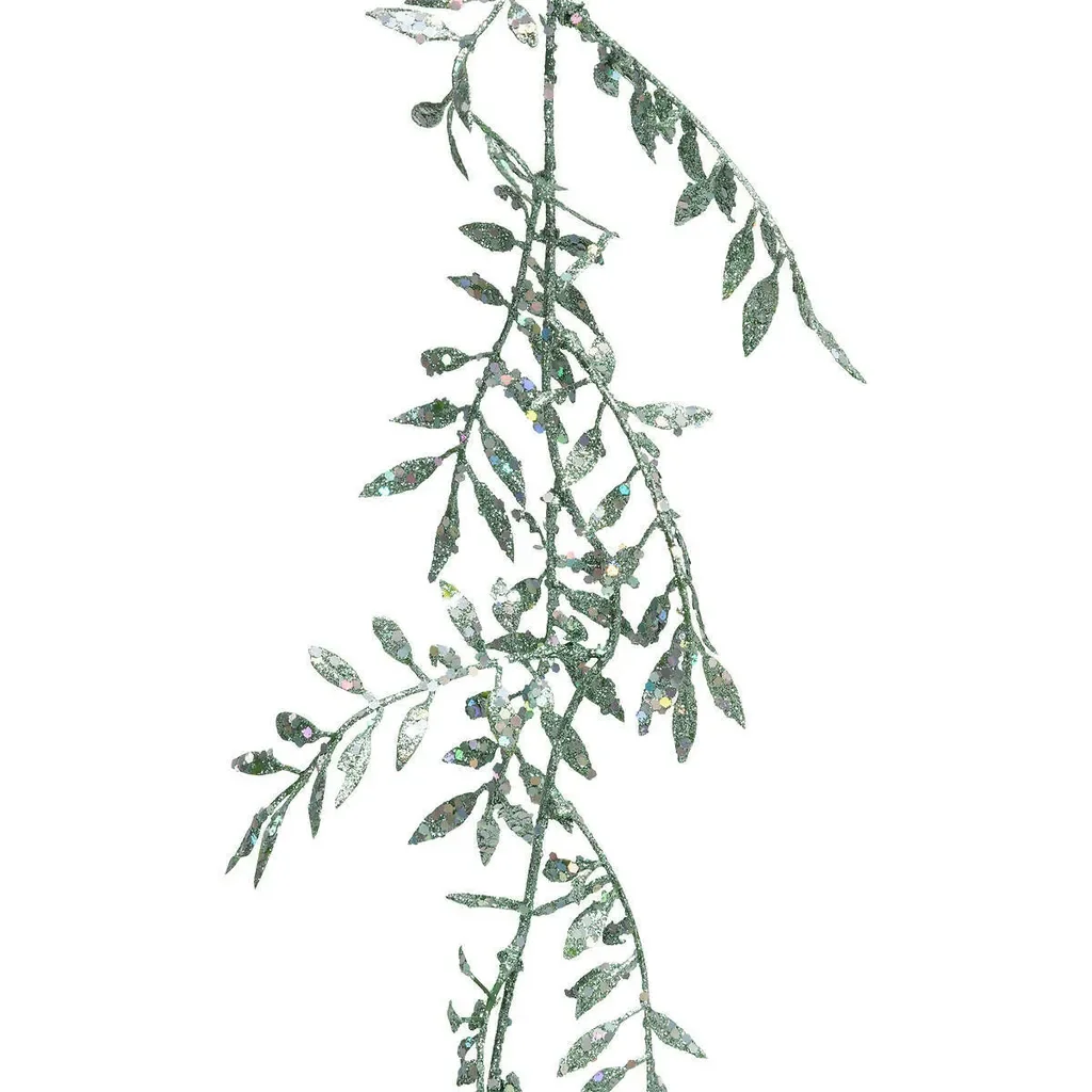 Atmosphera Deko Girlande grüne Blätter Silber 180 cm