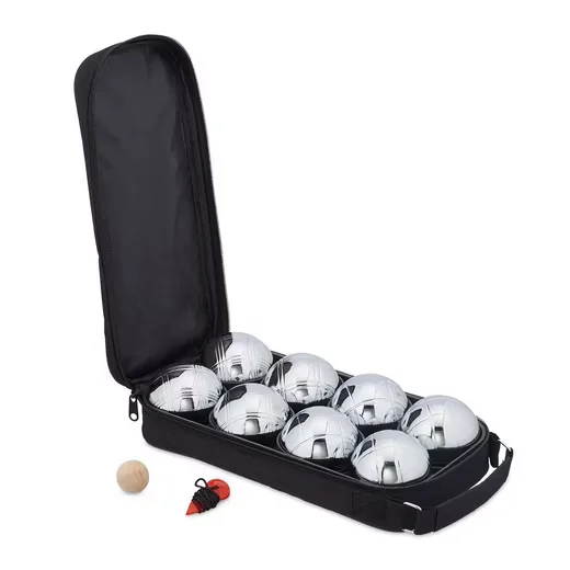 Relaxdays Boule Boccia Set mit 8 Kugeln Gartenspiel