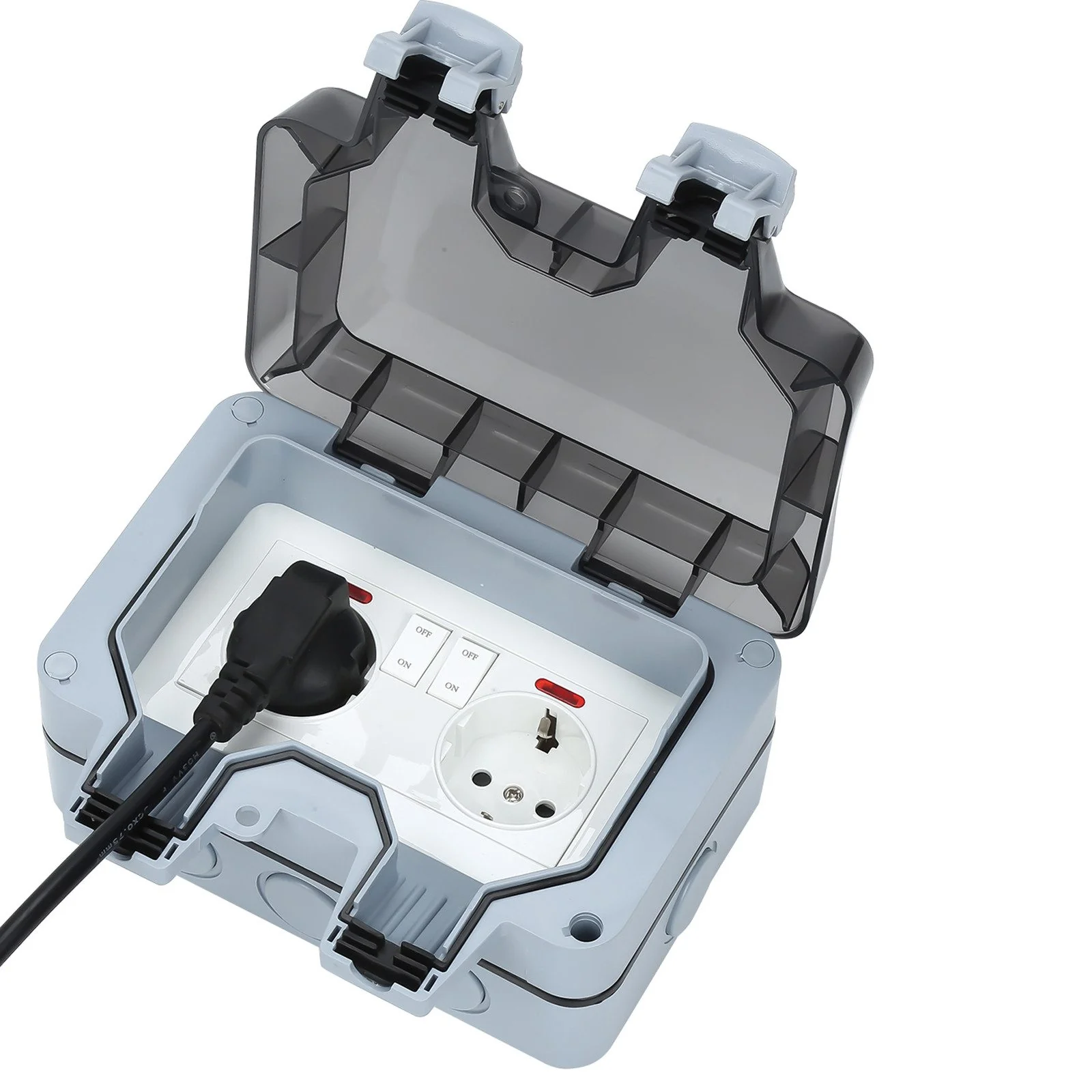 CLANMACY Gartensteckdose IP66 wasserdicht mit Schalter Aufputz