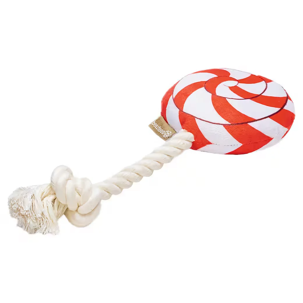 BEEZTEES Kuscheltier Hundespielzeug Weihnachts Lolly rot weiß