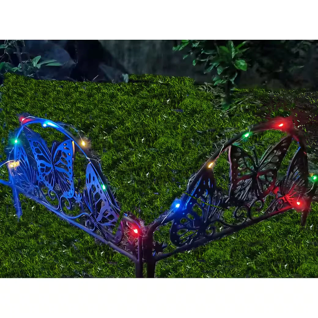 HTI-Living Beetbegrenzung Set 4 Zaunelemente mit Solarlicht 200 cm