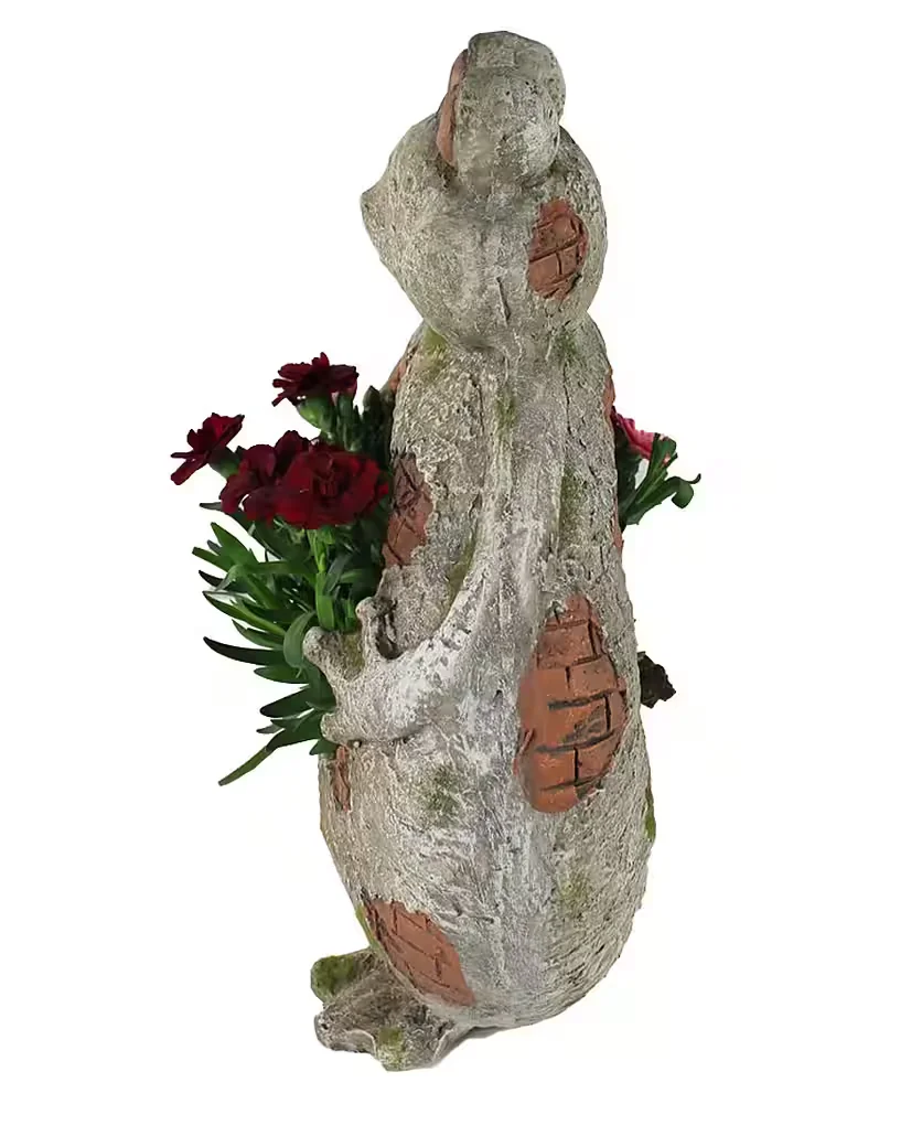 ARNUSA Blumentopf Frosch Steinoptik 37 cm bepflanzbar Gartendeko
