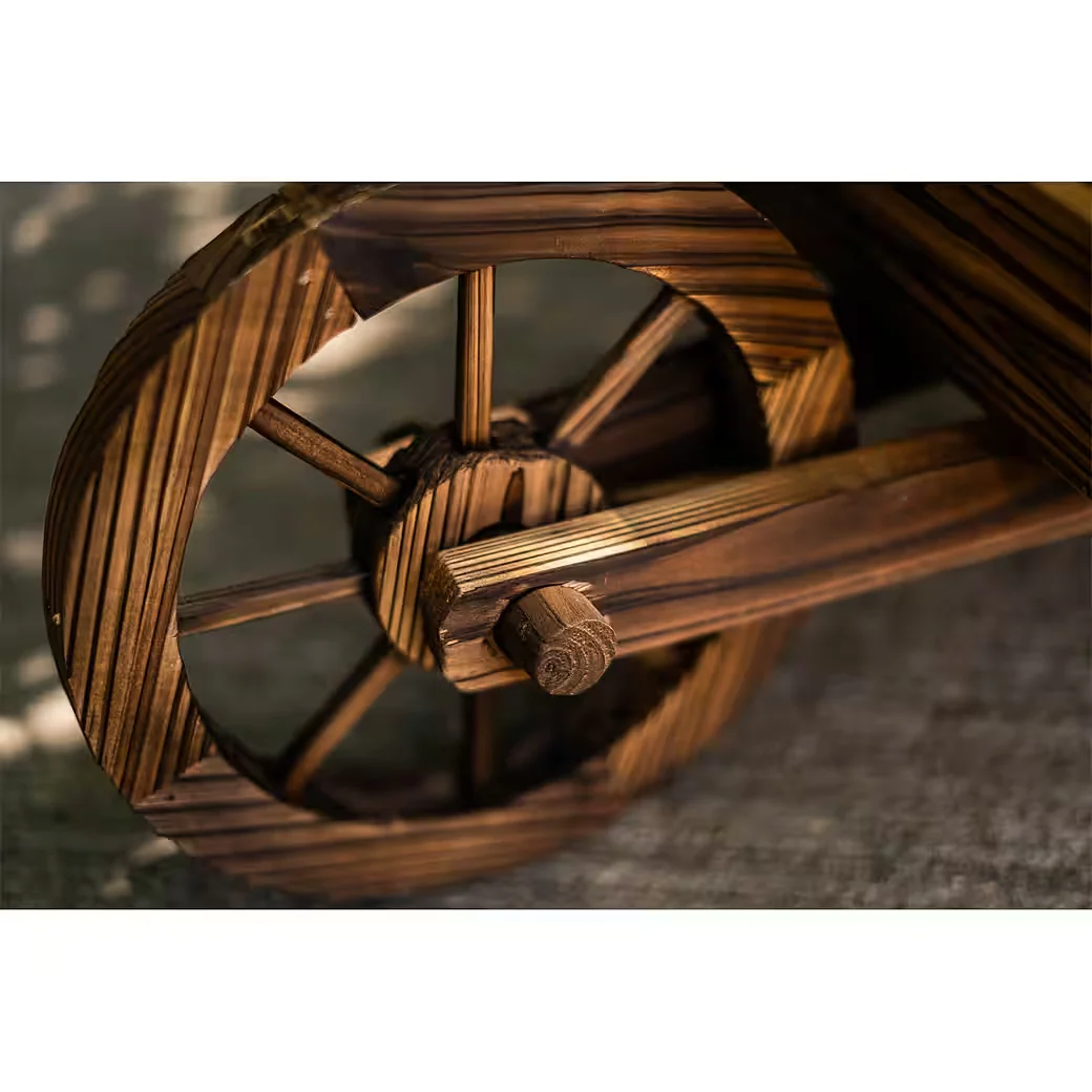 HTI-Living Gartenfigur Holz-Schubkarre Natur Sommer-Set Gartendeko