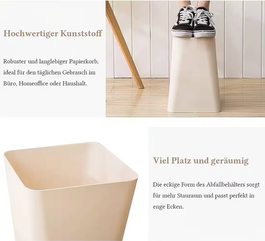 SINOBA Papierkorb 6102 eckig moderner Mülleimer Papiereimer