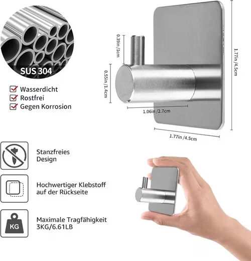 BLUSMART Handtuchhaken selbstklebend 4 Stück Wandhaken Handtuchhalter
