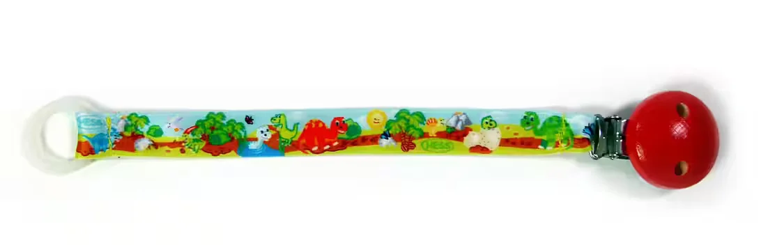 HESS SPIELZEUG Kinderwagenkette mit Schnullerband Dinosaurier