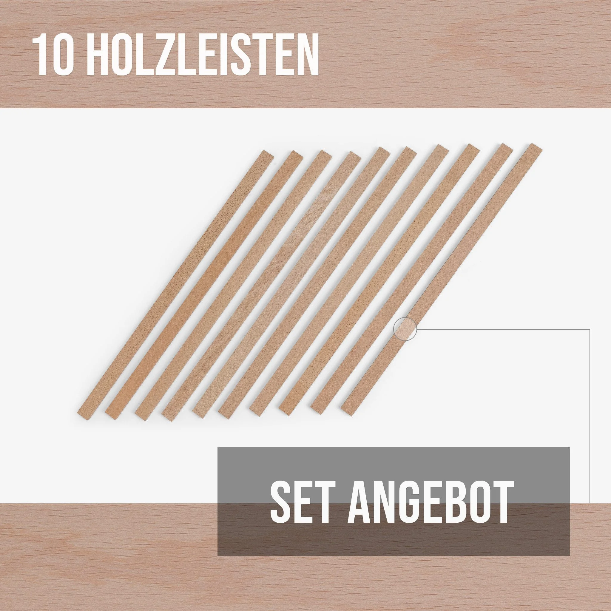 Woodsellers Kantholz Holzleisten 10er Set Buche gehobelt 8x20x500 mm