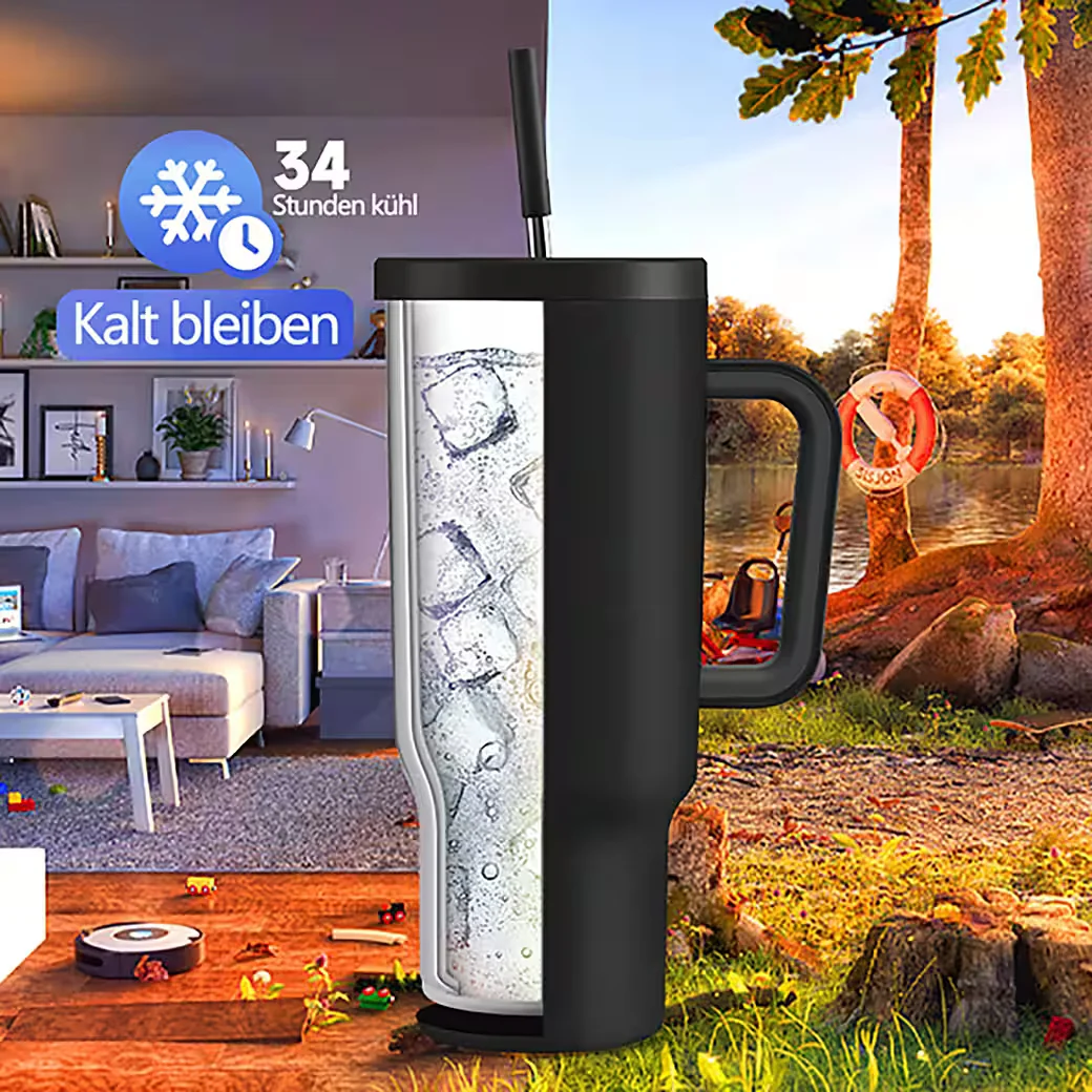IBETTERTEC Thermosflasche 1,2L Edelstahl doppelwandig mit Griffdeckel