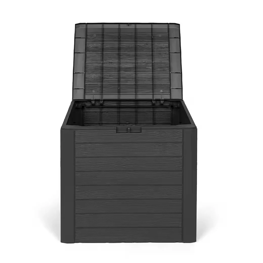 KREHER Kissenbox WOOD 140 L Auflagenbox Holzoptik Anthrazit