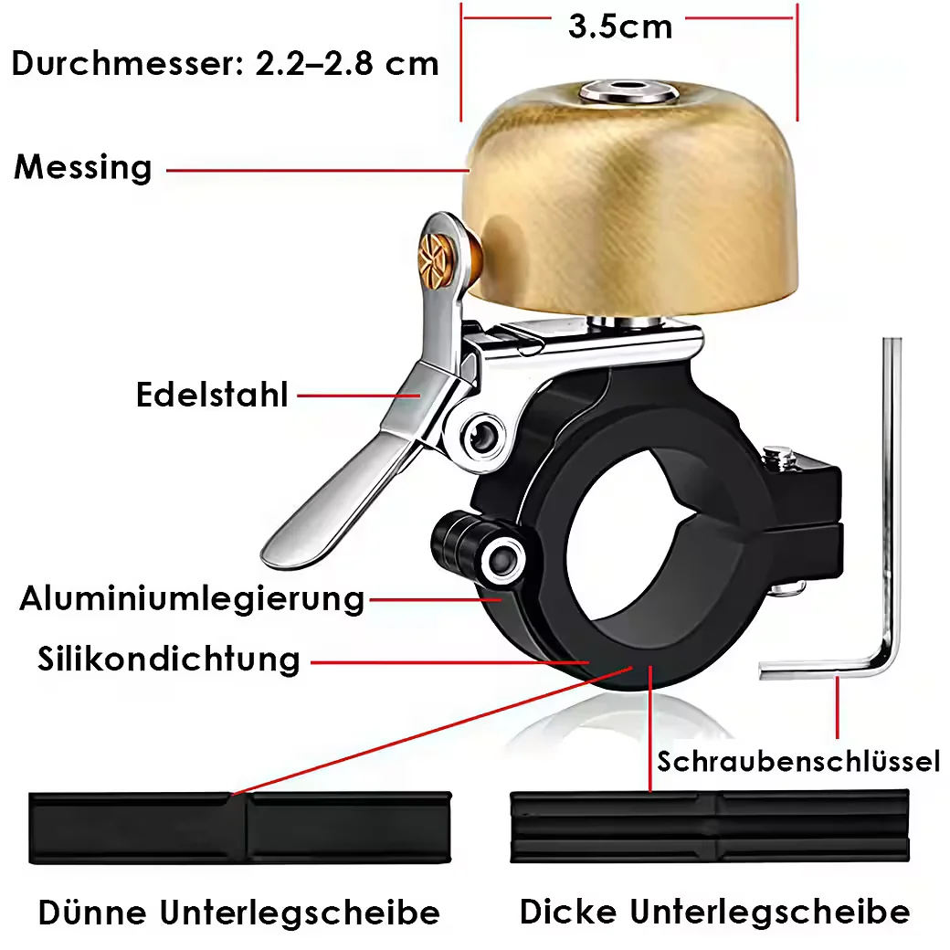 AFKSMILE Fahrradklingel 75 dB für Lenker 22.2-28 mm Rennrad