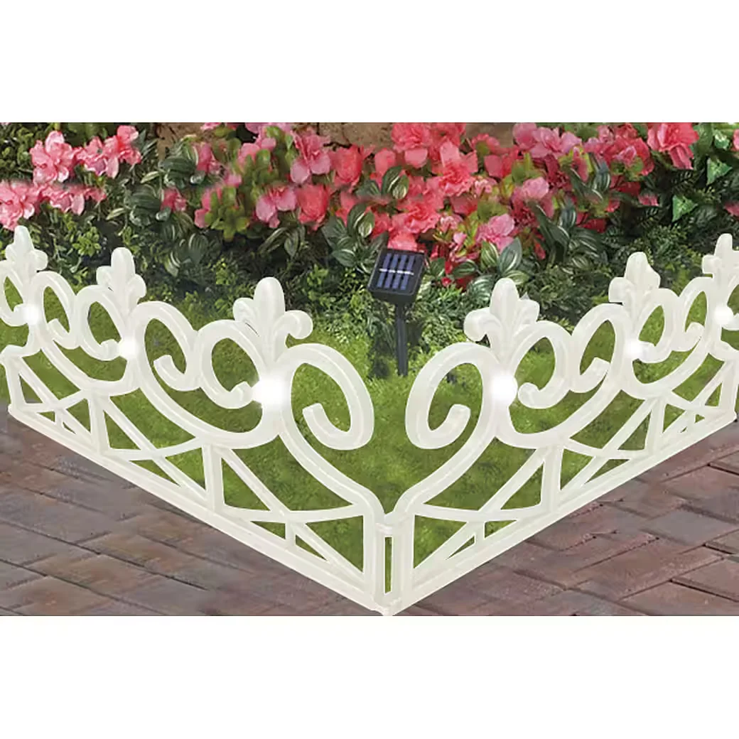 HTI-Living Beetumrandung Rasenkante 480 cm Weiß, 8 Zaunelemente Solar