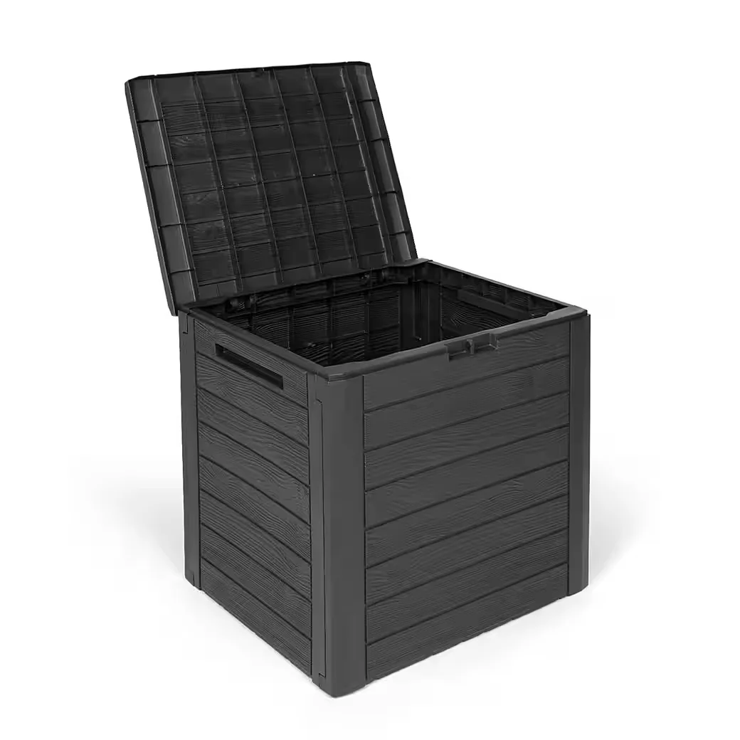 KREHER Kissenbox WOOD 140 L Auflagenbox Holzoptik Anthrazit
