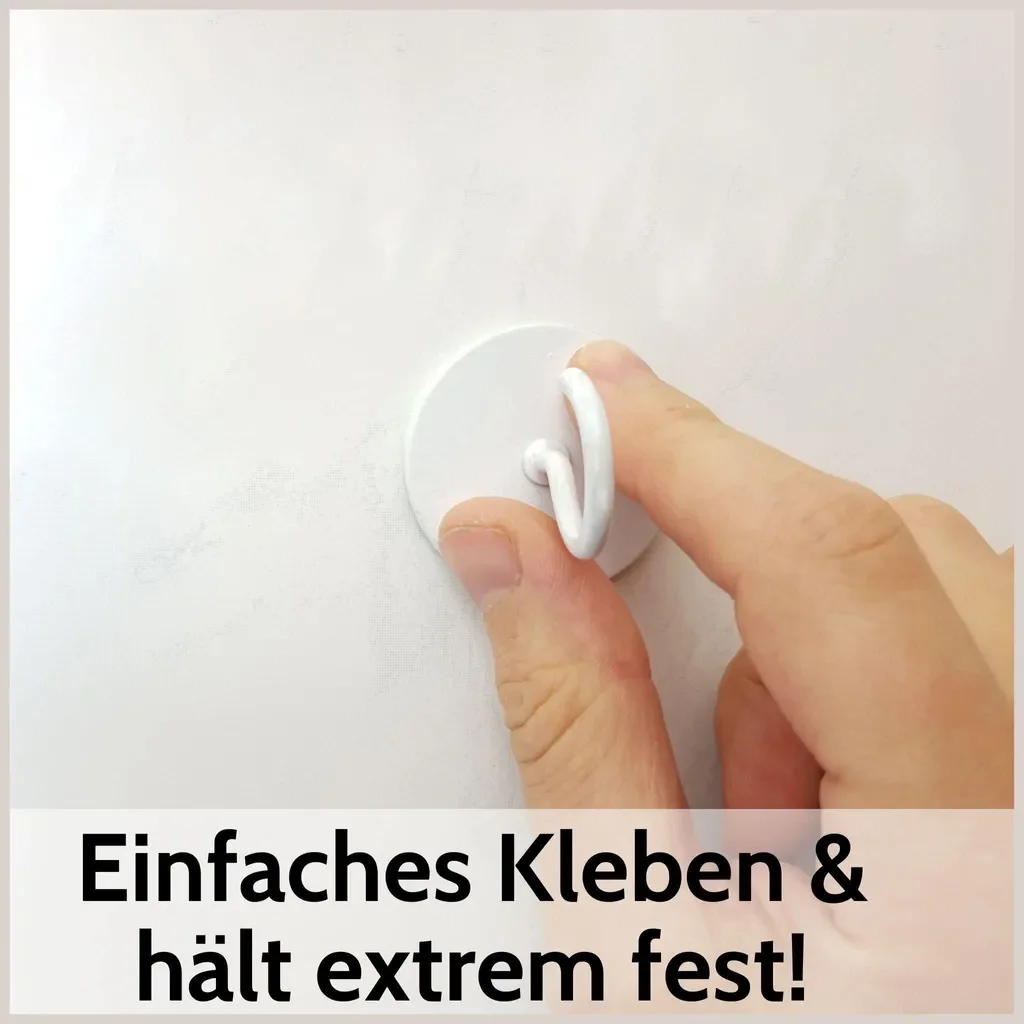 DEKAZIA 4er-Set selbstklebende Rundhaken Decke Wand weiß
