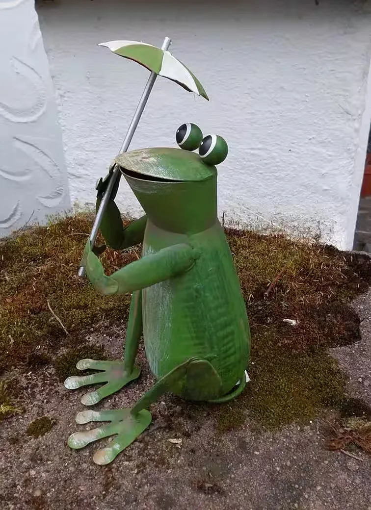 DEKO-IMPRESSION Gartenfigur Frosch sitzend mit Regenschirm 20 cm
