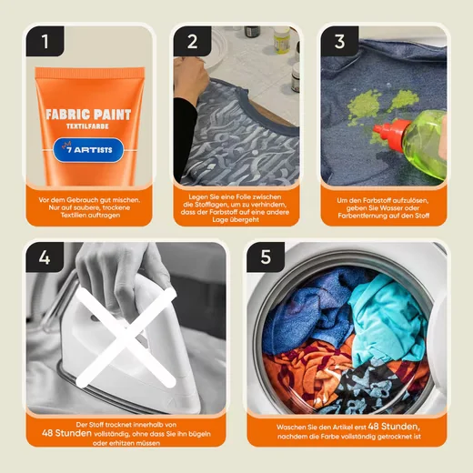 7 ARTISTS Textilfarbe 60 ml deckend für helle und dunkle Stoffe