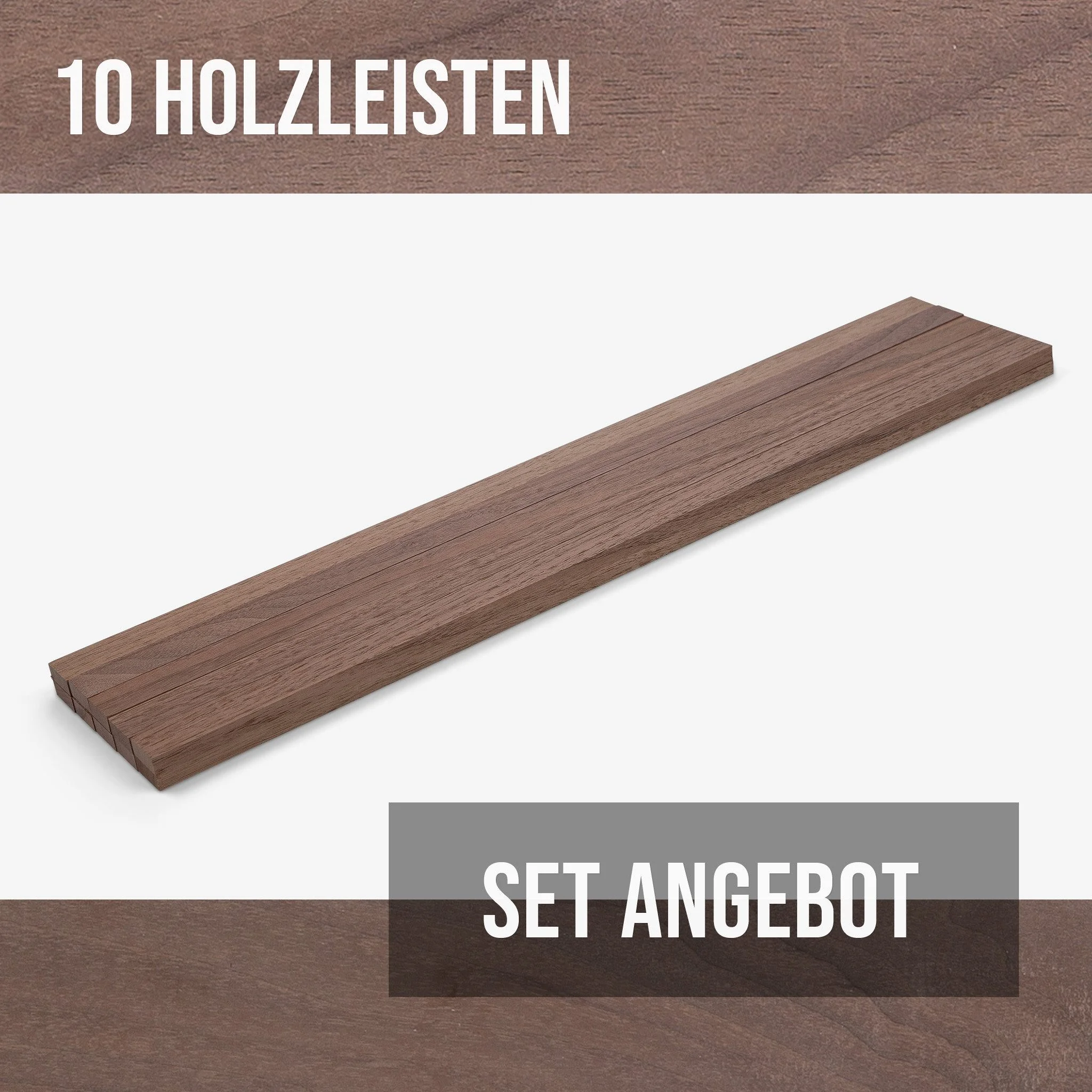 Woodsellers Kantholz 10er-Set Nussbaum gehobelt 8x20x500 mm